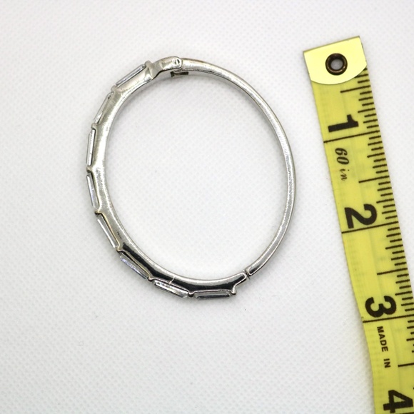 Silver Tone Hinge Bracelet with 8 Baguette Crystals - Picture 3 of 4